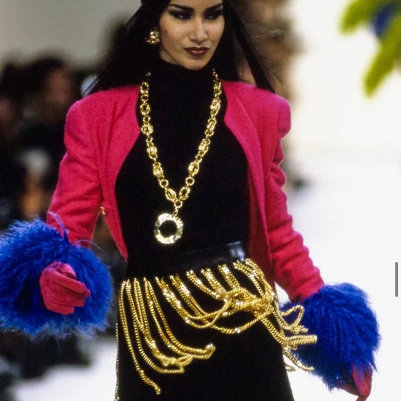 CHANEL ❌SOLD❌ICONIC SUPERMODEL FRINGE CHAIN BLACK LEATHER BELT VINTAGE 1991 - Picture 9 of 14